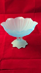 Vintage Westmoreland Glass Co Esmerilado Azul Aqua Glass Vintage Pedestal Caramelo - Imagen 1 de 5