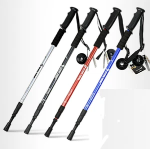 Trekking Walking Hiking Sticks Poles Alpenstock Anti-shock 65-135cm Black - Picture 1 of 2