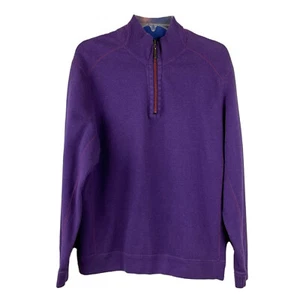 Tommy Bahama Flipshore Jacket Reversible Purple Blue1/2 Zip Red Stitch Cozy Sz M - Picture 1 of 12