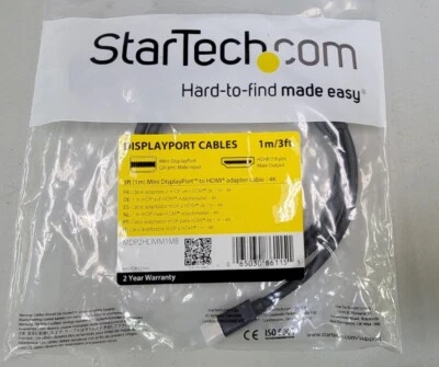 *NEW* STARTECH.COM MDP2HDMM1MB 3ft mDP Mini DisplayPort to HDMI Cable 4K - Image 1 of 4