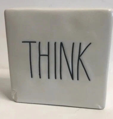 Rae Dunn EVOLVE THINK Marfil Cerámica Bloque Pisapapeles Decoración por Magenta ~ Foto 1 de 3