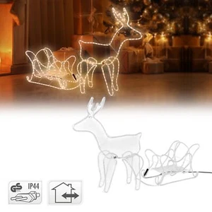 LED Rentier mit Schlitten Leuchtfigur Lichtschlauch 504 LED Weihnachten 273 cm - Bild 1 von 8