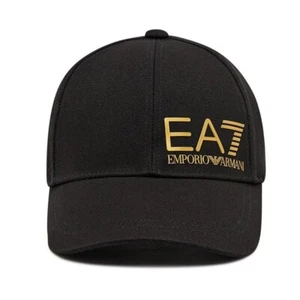 EA7 Emporio Armani CC010 Train Core Gloss Logo Baseball Cap BLACK/GOLD SIZE M - Picture 1 of 2