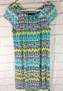 Beautiful Green Dress Madison Leigh Size 6 Beaded Short Sleeve No Iron (AB2) - Picture 1 of 5
