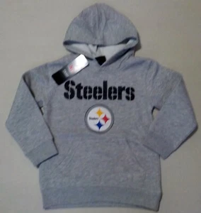 PITTSBURGH STEELERS NFL APPAREL HOODED SWEATSHIRT HOODIE YOUTH M L GRAY NWT - Picture 1 of 2