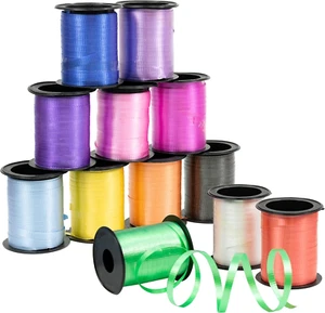 12 Curling Ribbon Balloon String Assortment, 12 Crimped Rolls Assorted Vivid Col - Picture 1 of 5