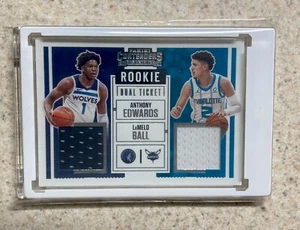 2020-21 Contenders Dual Rookie Ticket ANTHONY EDWARDS LEMELO BALL Relic RD-AL - Picture 1 of 4