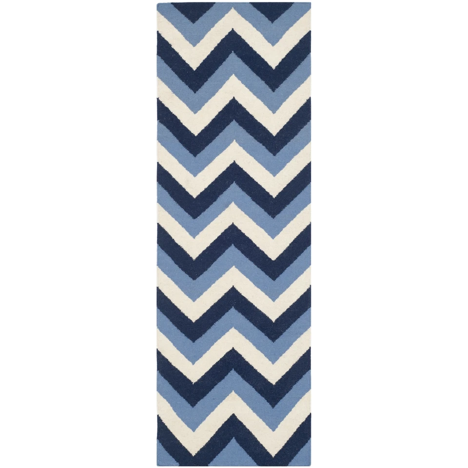 Safavieh Flat weave Wool Navy/ Light Blue 2' 6 x 8' Runner - Image 1 of 1