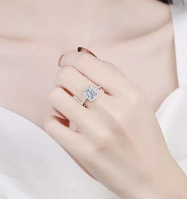 Moissanite Engagement Ring 1CT, Sterling Silver 18K White Gold Plated Sz 6💎 - Image 1 of 4