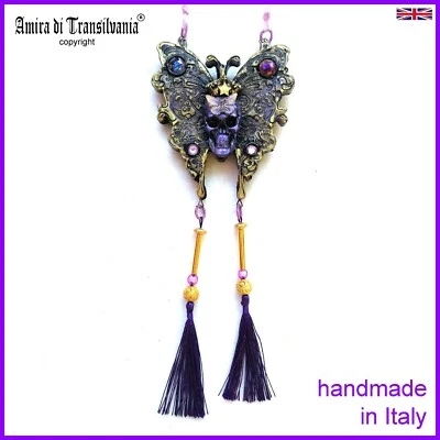 Art Deco Nouveau Butterfly Jewelry Necklace Pendant Luxury Lunar Moth Dark Skull - Image 1 of 4