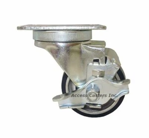 Rueda giratoria 3D21PASB 3" con freno, rueda de aluminio de poliuretano, 350 libras de capacidad - Imagen 1 de 1