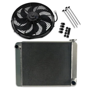 For SBC BBC 2 Rows 25" Aluminum Welded Radiator & 16" Cooling Fan Wide Blade - Imagen 1 de 14