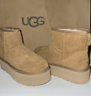 BRAND NEW UGG Classic Mini Platform Chestnut Suede Boots Size US 10 Women