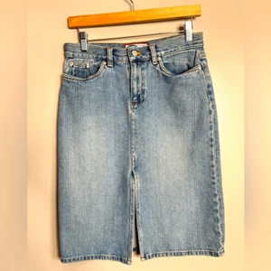 Vintage Old Navy knee length jean skirt size 4 casual grunge - Picture 1 of 7