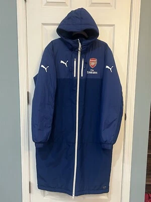Arsenal PUMA Men's Long Bench Jacket Estate Blue/White Arsene Wenger LARGE - Image 1 of 4