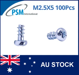 PLASTIC THREADING SCREW M2.5X5 PAN POZI STEEL ZINC PLATED WN1412KB25X5Z X100 - Picture 1 of 5