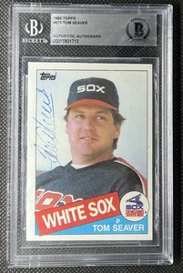 TOM SEAVER 1985 Topps Beckett Authenticated Autograph BAS Certified USA White So