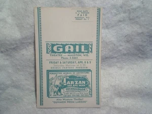 1959 GAIL MOVIE THEATRE PLAYBILL,Mauston WI. pillow talk,tarzan ape,never so few - Picture 1 of 4