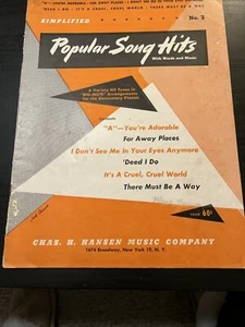 Folleto de partituras de la compañía Chas Hansen éxitos populares simplificados #3 éxitos de canciones de 6 canciones - Imagen 1 de 11