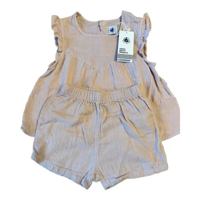 PROMO! Petit Bateau Completo Abito+Pantaloncino Neonata Rosa 24 mesi / 86 cm - Imagen 1 de 4