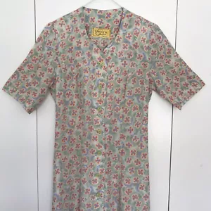 Vintage Carlotta Collection Blumenmusterkleid Größe 10-12 grün rosa Teekleid Frühling - Bild 1 von 12