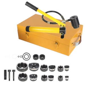 Hydraulic Knockout Punch Driver 10 Ton 1/2" to 2" With 6 Dies Tool Kit - Picture 1 of 7