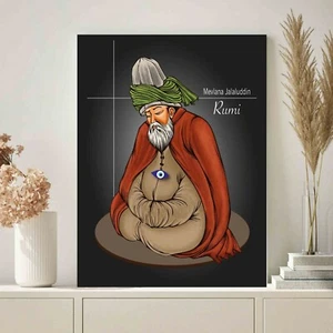 Rumi poster framed canvas wall art, ready to hang wall decor - Picture 1 of 6