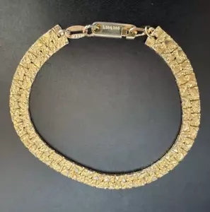 Vintage 18K P.G.Plated Gold Flat Nugget Chain Bracelet Slide Clasp MCM - Picture 1 of 17