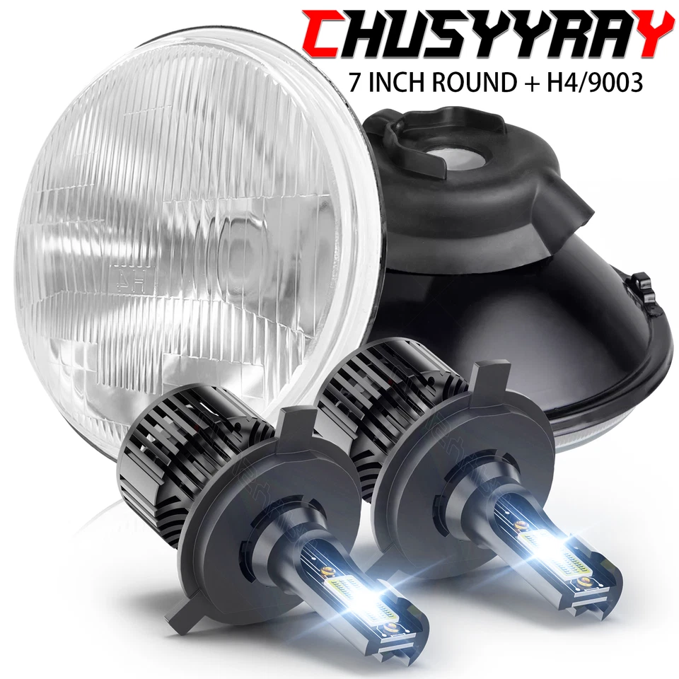 Par de faros LED redondos de 7" pulgadas para International Harvester Scout II 1973-1980 Foto 1 de 4