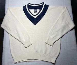 Suéter Vintage GAP Para Hombre Talla Grande Crema Cuello en V Cable Tejido Años 90 Cricket Preppy - Imagen 1 de 7