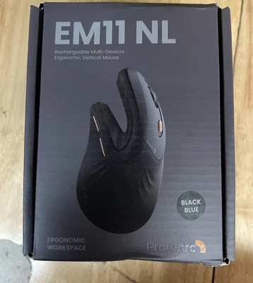 ProtoArc Ergonomic Computer Mouse, EM11 NL Bluetooth Rechargeable BLUE& BLACK - Image 1 of 2