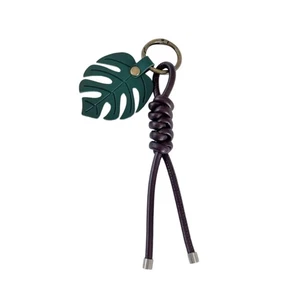 Retro Styles Leather Keychain Palms Leaf Designs For Purse Keys Gift - Picture 1 of 8