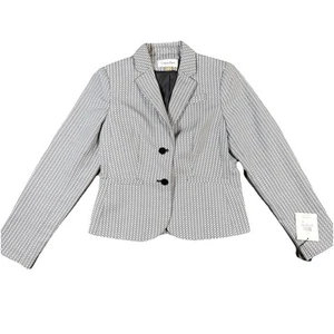 Calvin Klein Women's 2 Button Blazer Suit Jacket Size 6P NWT Navy Black/White - Picture 1 of 8
