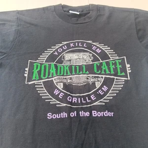 Vintage 80s ROADKILL CAFE Menu T-Shirt L Single Stitch South Of The Border EUC  - Bild 1 von 19