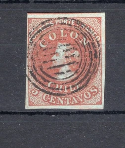 CHILE 1855 Second London printing 5c 4 margins great piece SOFICH 7 LO11 - Picture 1 of 2