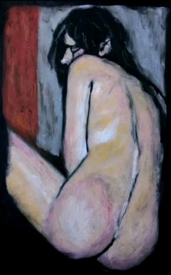 Moderne Kunst - Portrait - Ölkreide Auf A4 Papier Gemälde - Bild 1 von 1