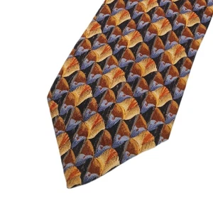 Cravatta Robert Talbott seta uomo 60” blu marrone art deco Neiman Marcus larga nuova - Foto 1 di 4