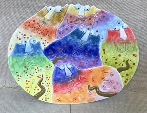 Joy Cats Piatto Gatto Colorato da Parete Piatto da Appendere a Parete Ceramica Stravagante Kidcore - Foto 1 di 7