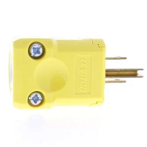 Leviton 5256-PB Yellow 15A Straight Blade Connector Plug 2-Pole Grounding 125V - Picture 1 of 7