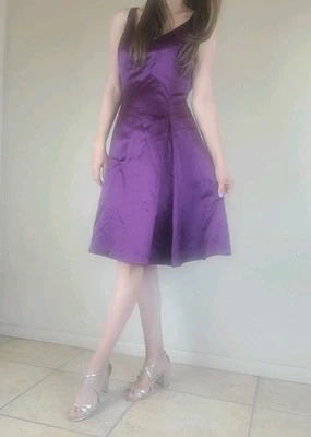 Vestido formal Ralph Lauren etiqueta negra seda cóctel boda invitado púrpura talla 8  Foto 1 de 4