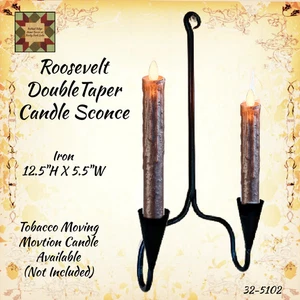 Roosevelt Double Taper Candle Wall Sconce - Picture 1 of 2