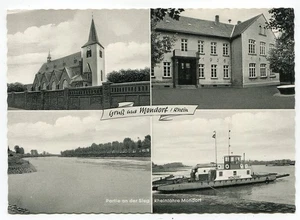 Postal Mondorf am Rhein, escuela y ferry del Rin alrededor de 1955 - Imagen 1 de 2