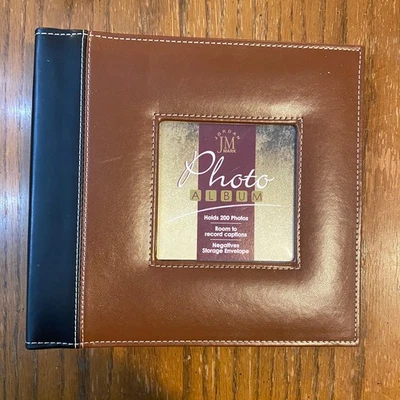 Jordan Mark Leatherette Photo Album 200 Photos Black & Tan w/ Box – Unused - Image 1 of 4