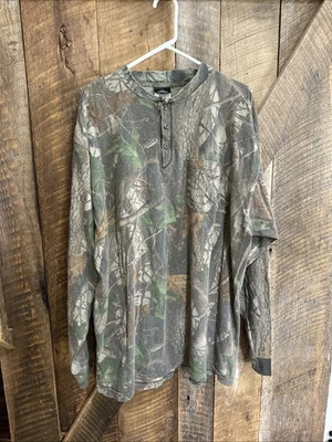 Vintage Redhead Realtree Hardwoods Camo Shirt Mens 2XL Long Sleeve Henley - Image 1 of 4