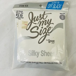 Just My Size Plus Size Regular Pantyhose 4X Off Black Sheer Toe Leggs - Picture 1 of 5