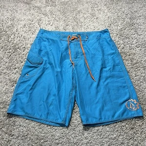 Vintage Y2k Volcom Blue Orange Board Shorts Mens 36 Baggy Pockets Surf Swim - Picture 1 of 8