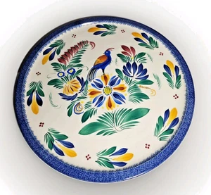 Hermoso plato redondo de 13 pulgadas Quimper pintado a mano vintage - Imagen 1 de 7