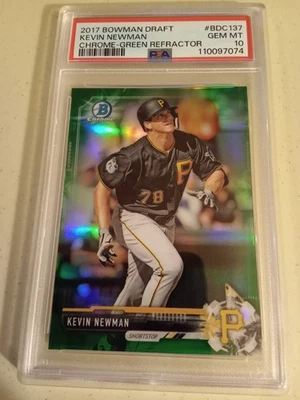 Bowman Chrome Kevin Newman 2017 #10/99 refractor verde #BDC137 PSA 10 gemas como nuevo Foto 1 de 2