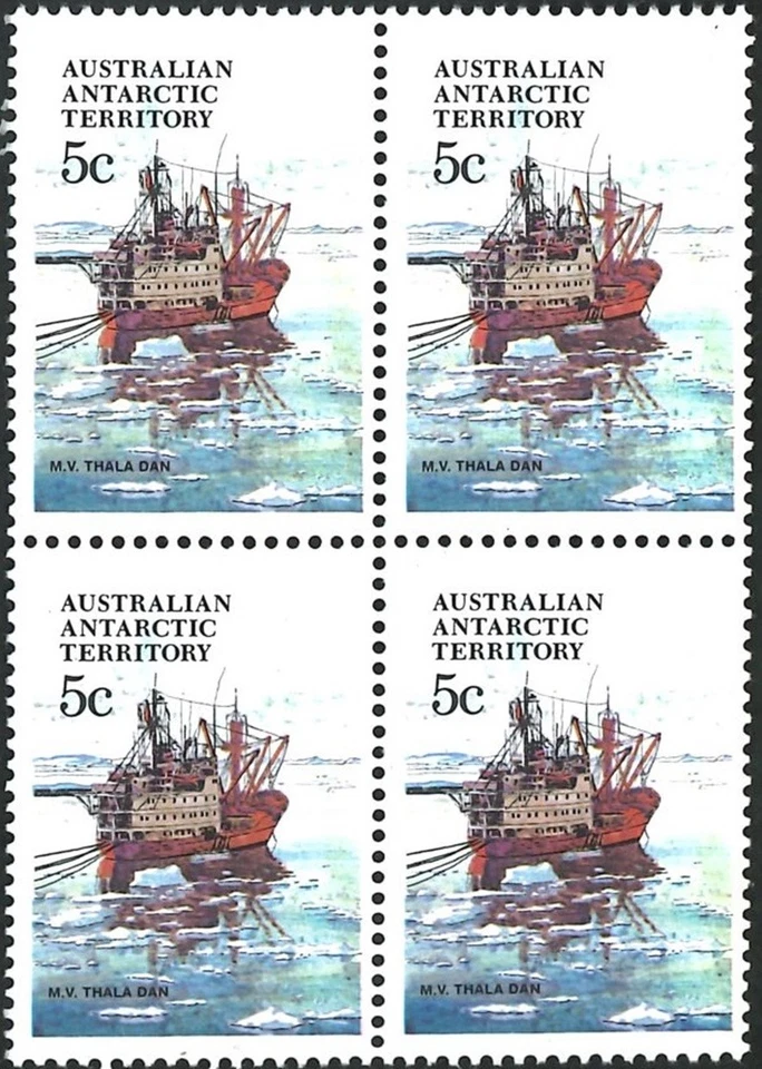Australian Antarctic Ships 1979 - MV THALA DAN MNH bloque 4x 5c emisión de estampillas AAT Foto 1 de 1