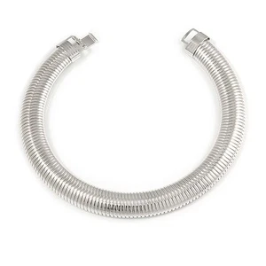 Statement Light Silver Tone Wide Collar Necklace - 43cm L - Picture 1 of 6